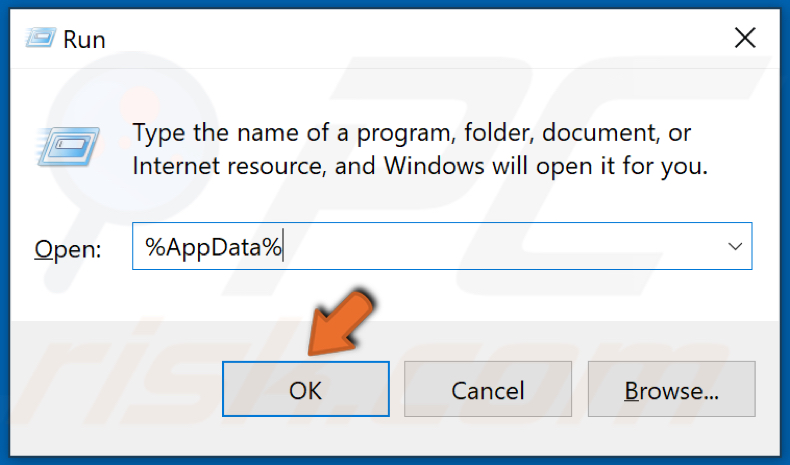 Typew in %AppData% and click OK