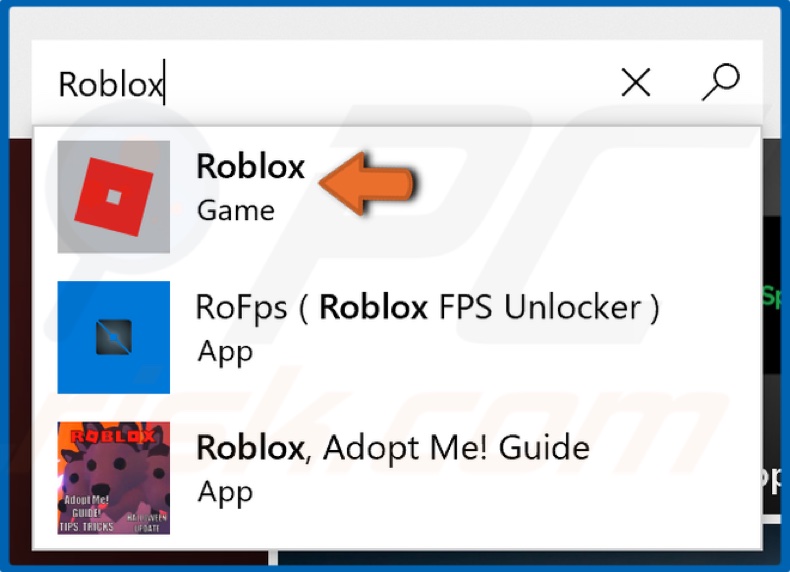 Type in Roblox in the search box and click the result