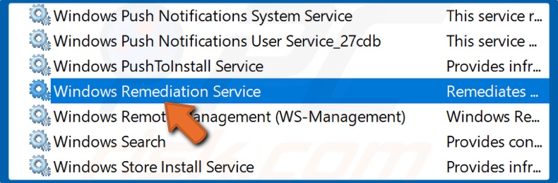 Select Windows Remediation Service