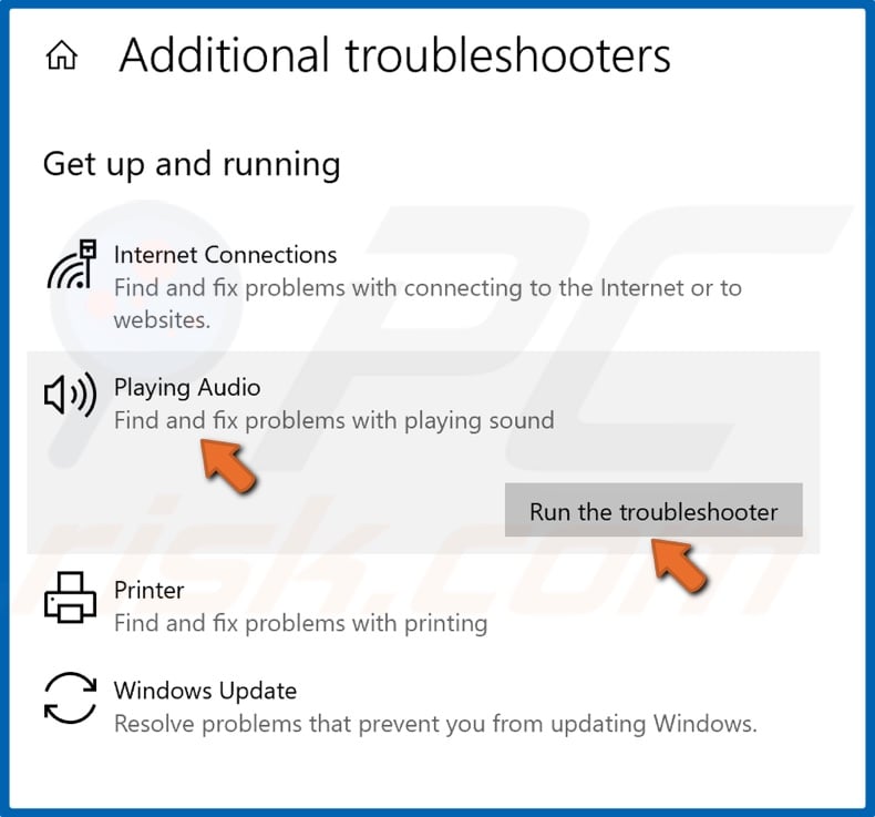 Run the Audio troubleshooter