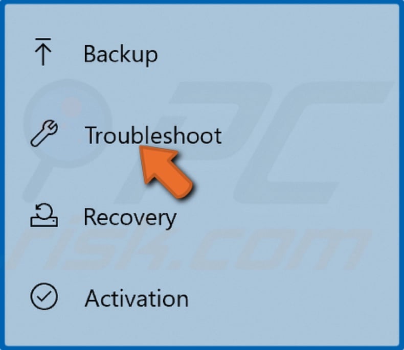 Select Troubleshoot