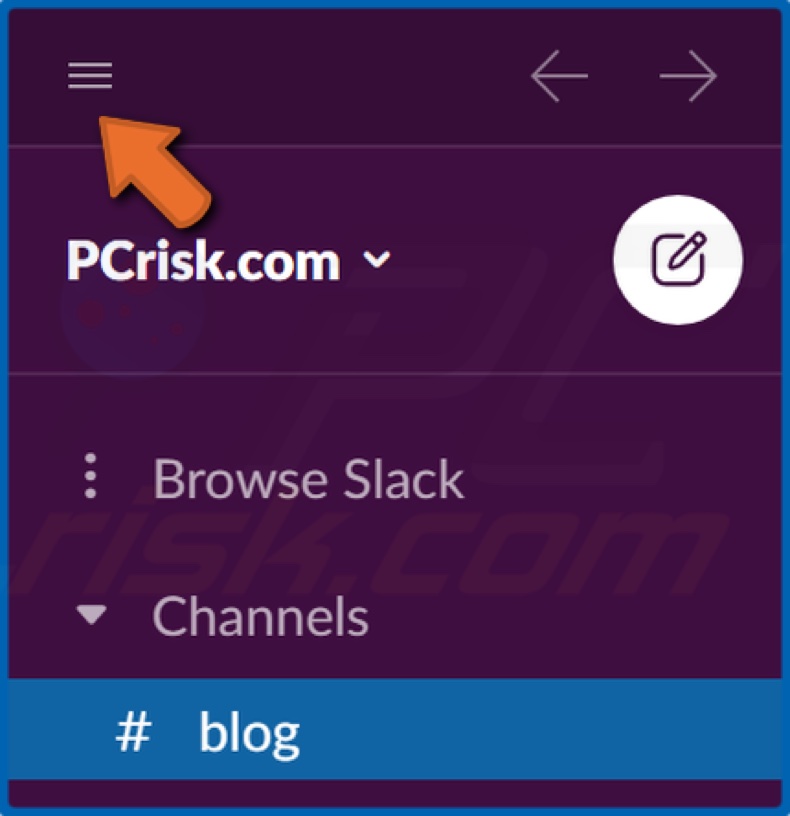 Click the Slack Menu button