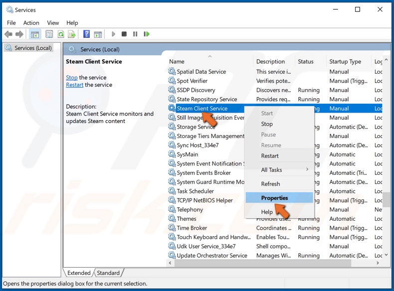 Right Click Steam Client Service And Click Properties 