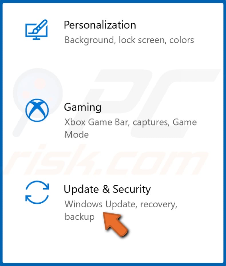 Select Update & Security