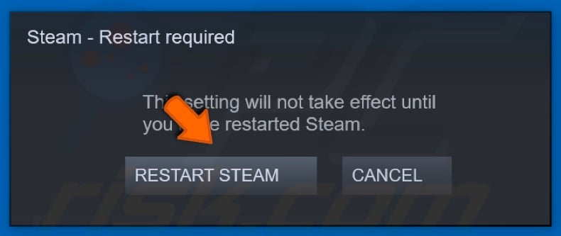 Click Restart Steam