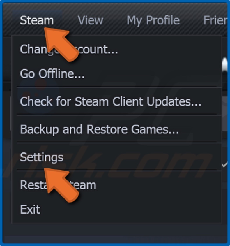 Click Steam and click Settings