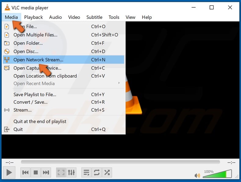 vlc rtmp server sent error