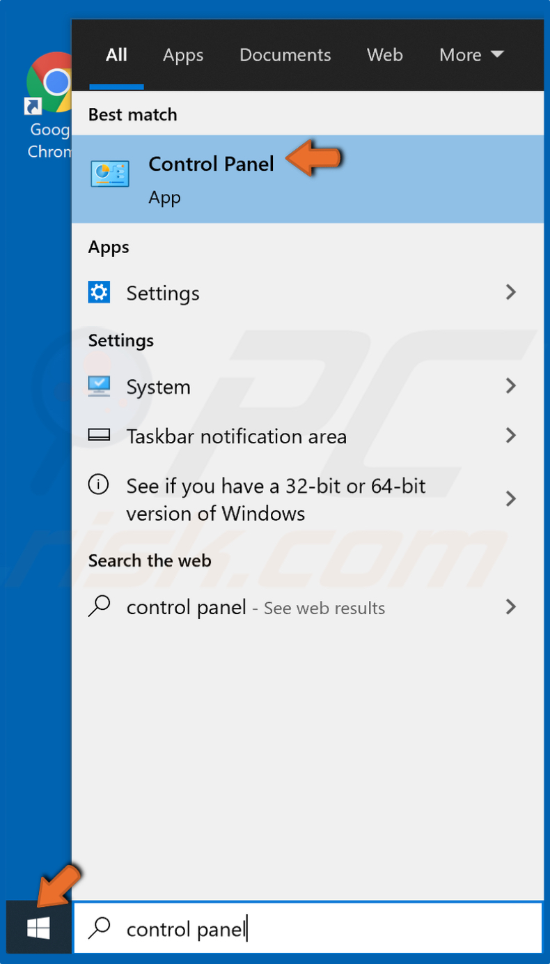 Open the Start Menu and type Control Panel and click the result