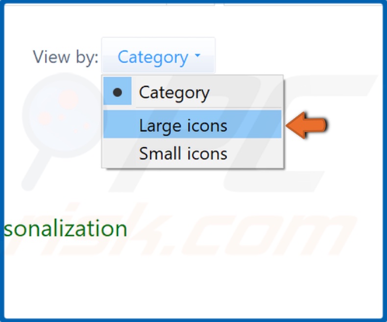 Select Large icon view