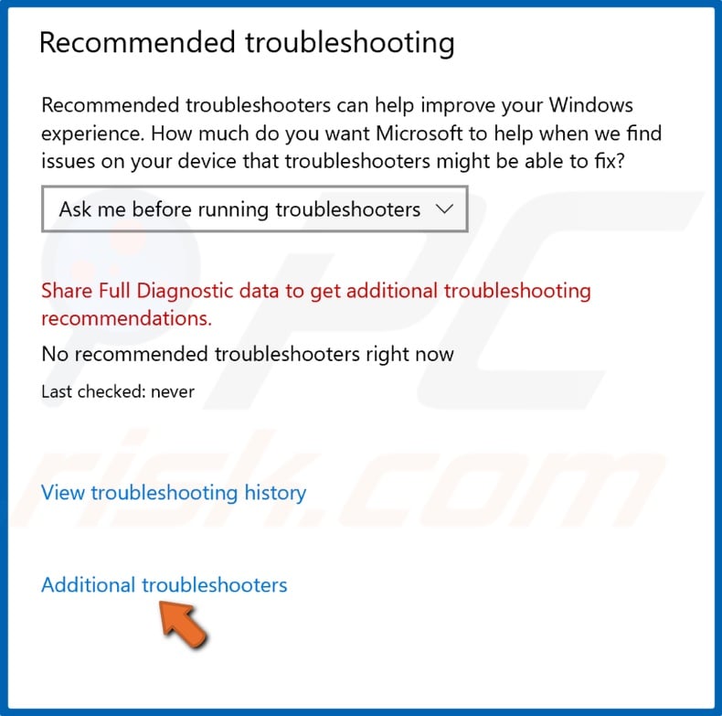 Select Additional Troubleshooters