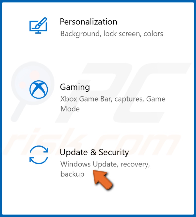 Select Update & Security
