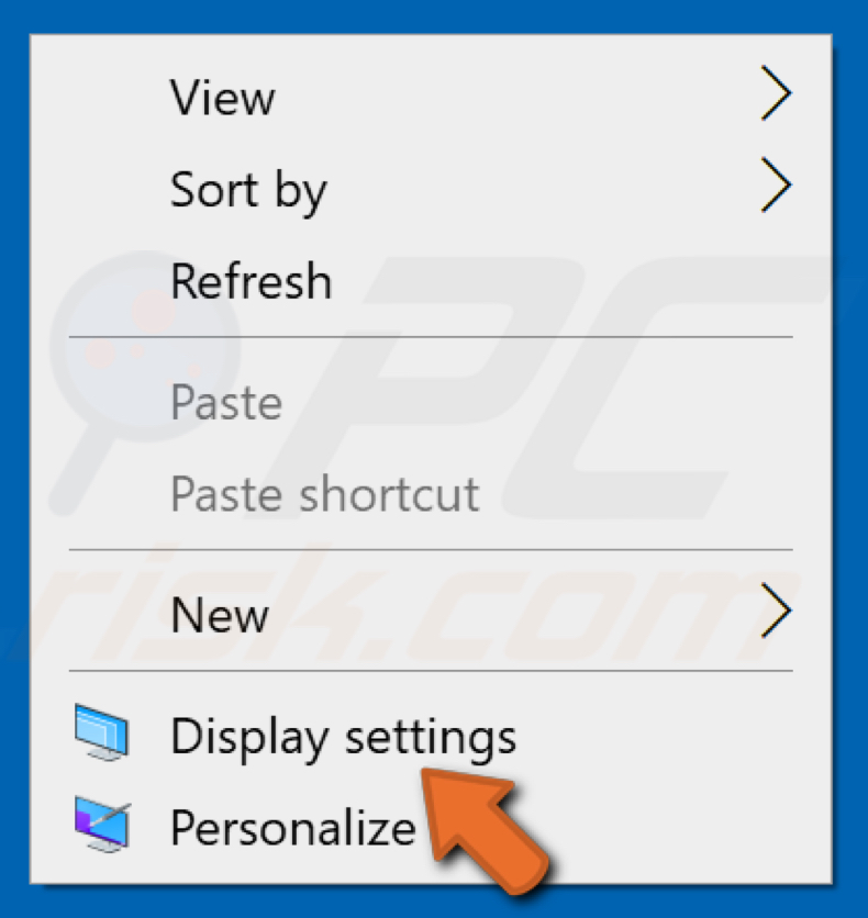 Right-click desktop and click Display settings
