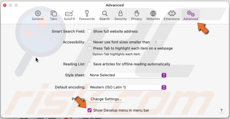Enable Safari Develop menu