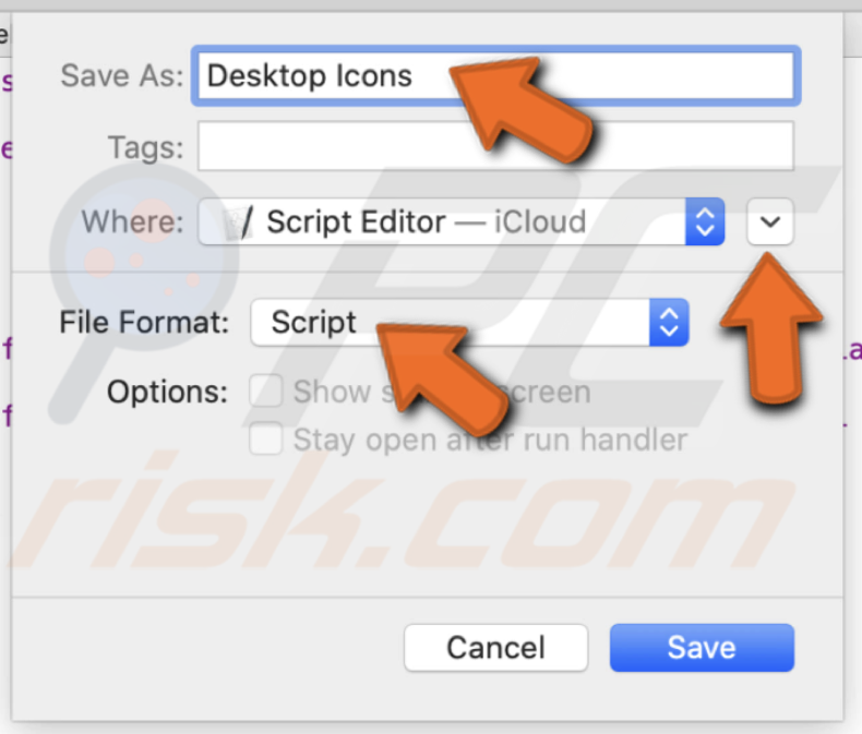 Save script as desktop icons