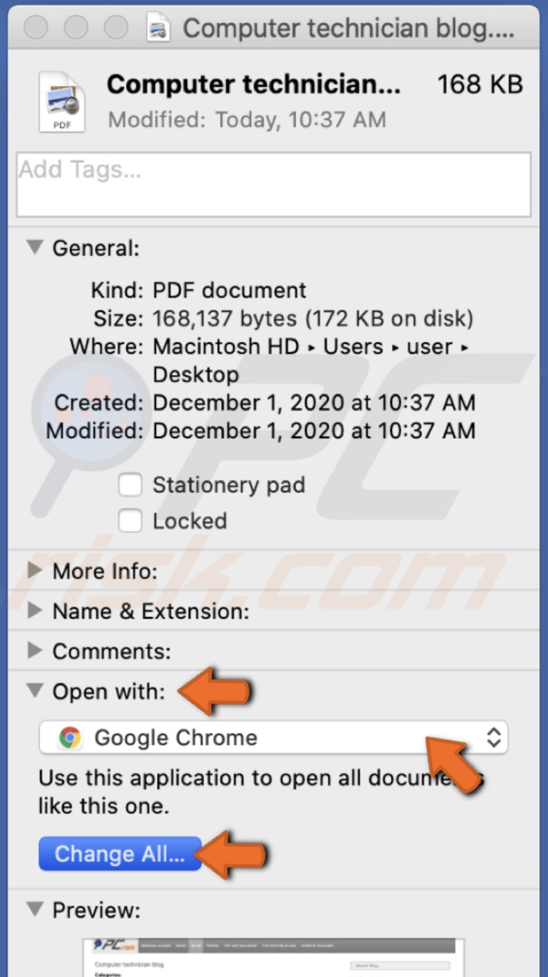 change default viewer for pdf mac