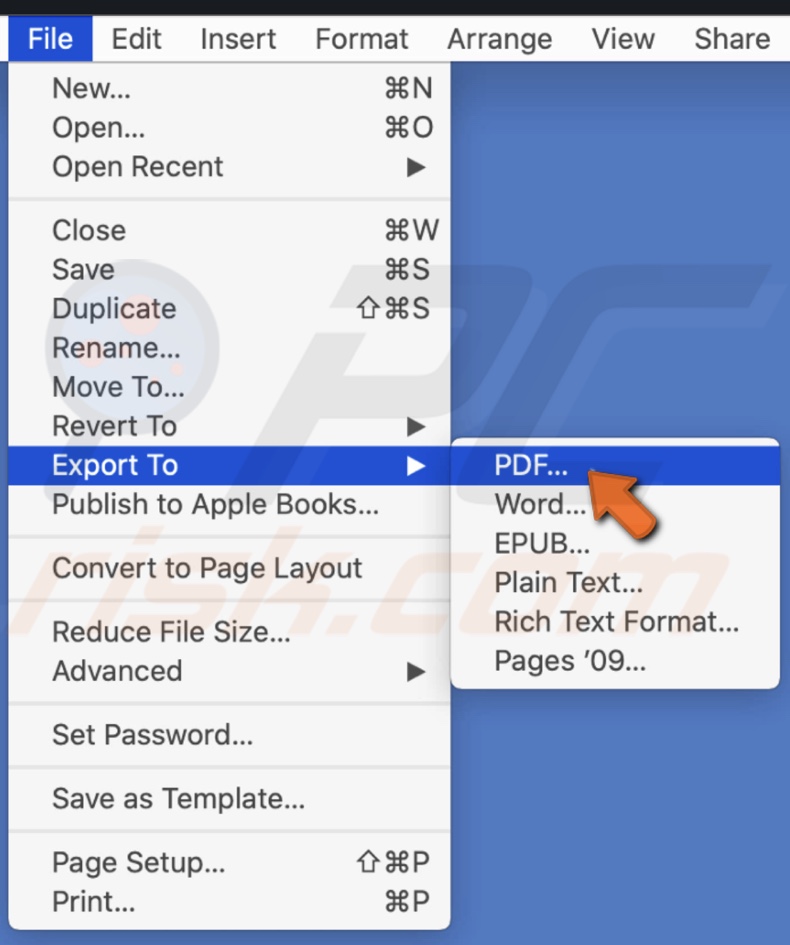 Click on Export to PDF