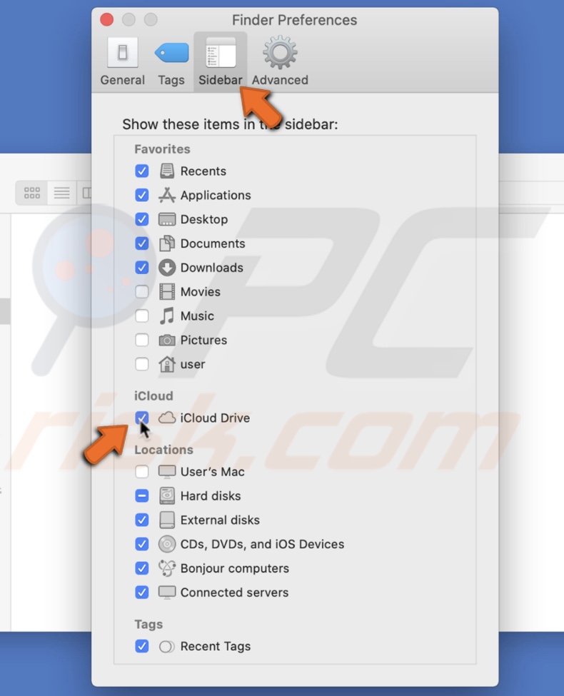 Add iCloud Drive to Finder sidebar
