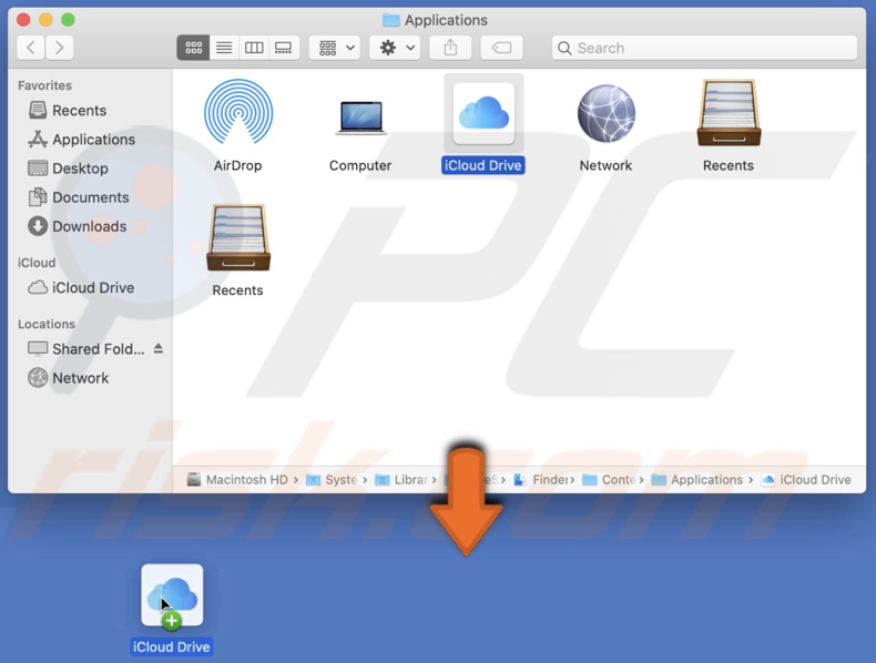 Drag iCloud Drive to Desktop
