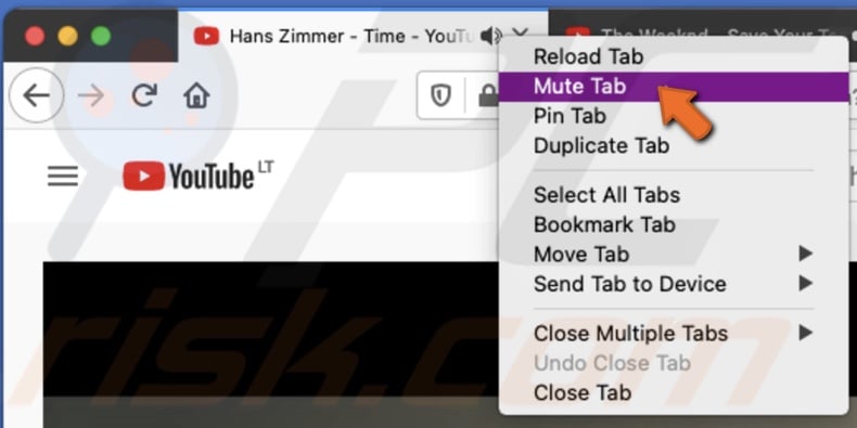 Right-click to mute tab in Firefox