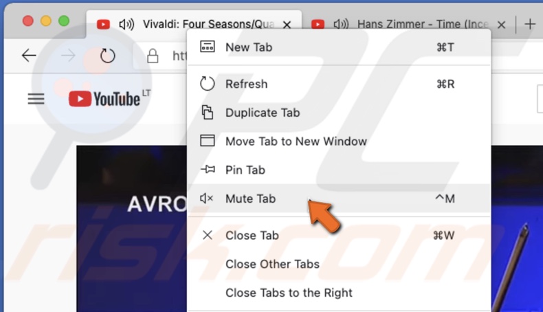 Right-click on tab to mute in Edge
