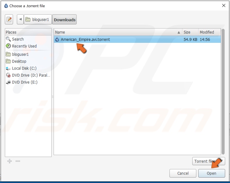 how to open a torrent file windows