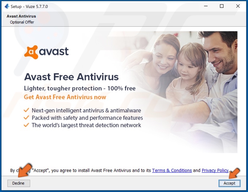 Decline installation of Avast with Vuze