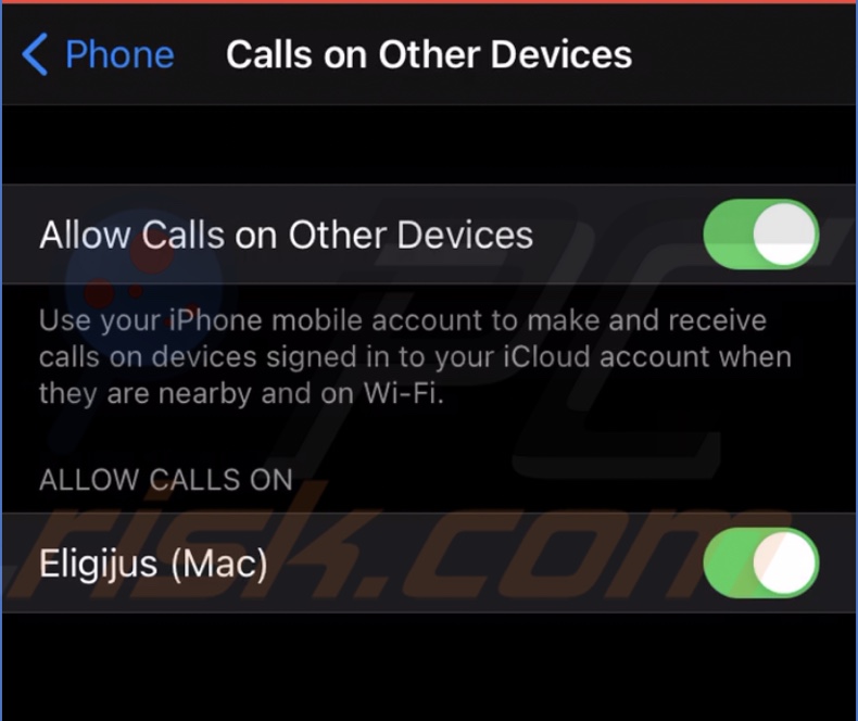 Allow calls on other devices