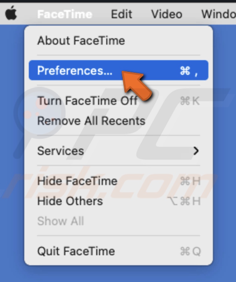 Go to FaceTime preferences