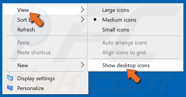 Select Show desktop icons