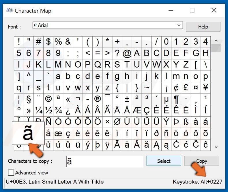 ascii e with tilde