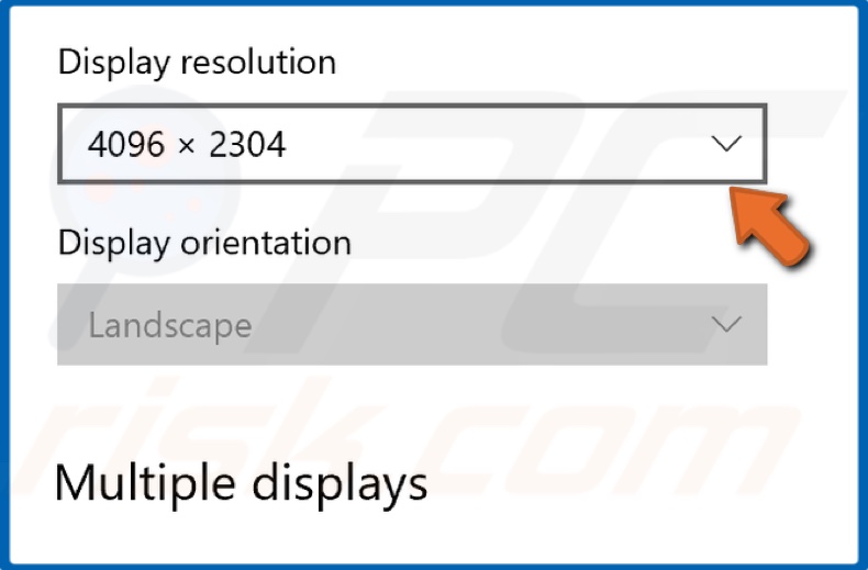 Open the display resolution dropdown menu