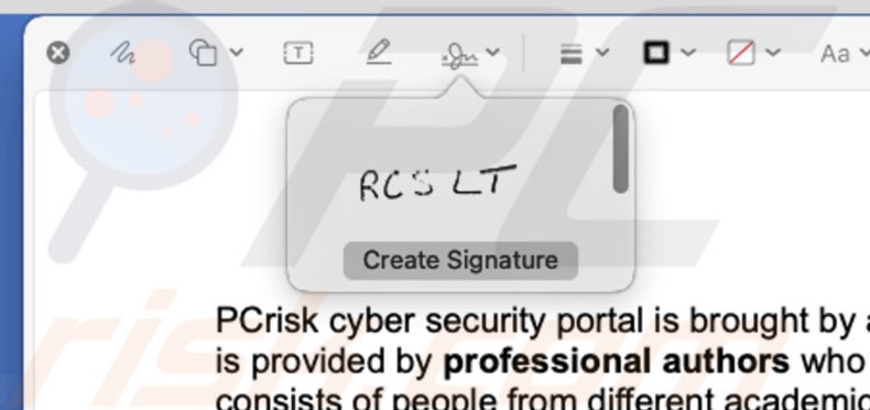 Add the signature to your PDF in QuickLook