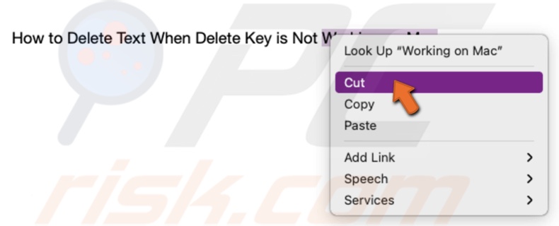mac delete key deletes whole email