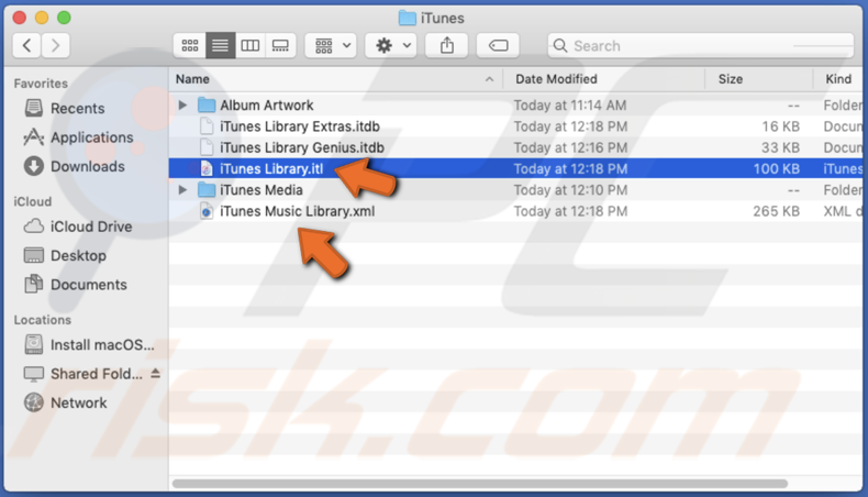 Delete iTunes files to clear Library