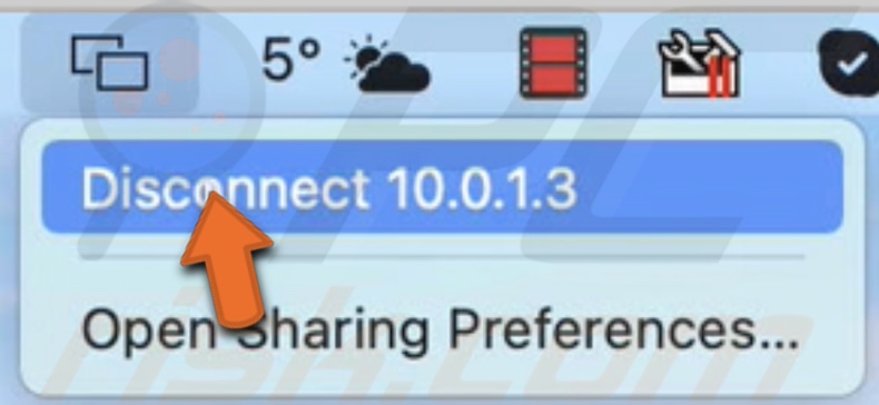 Disconnect screen sharing from Finder