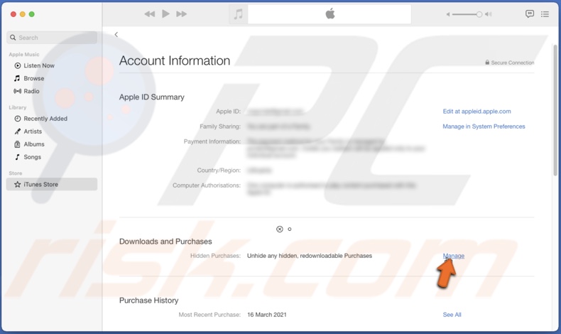 Manage hidden purchases in Apple Music