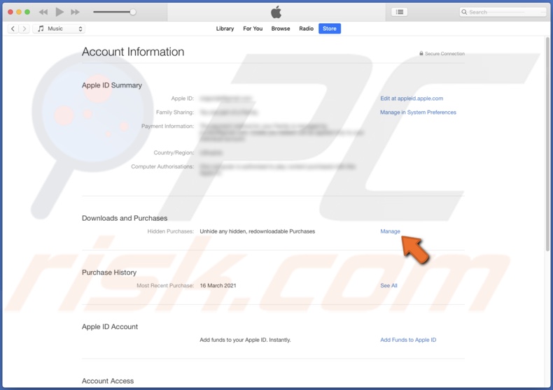 Manage hidden purchases in iTunes