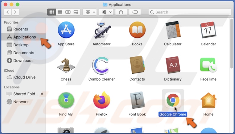 Find Chrome in Applications folder