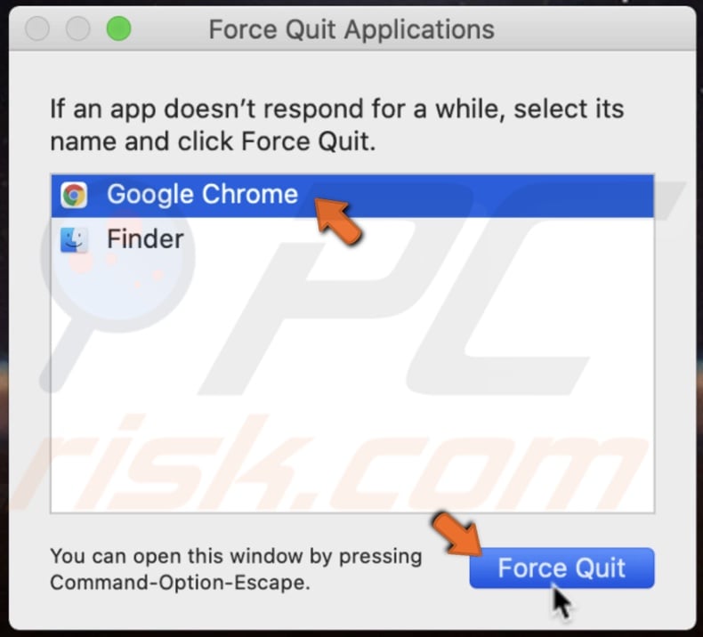 Force Quit Google Chrome