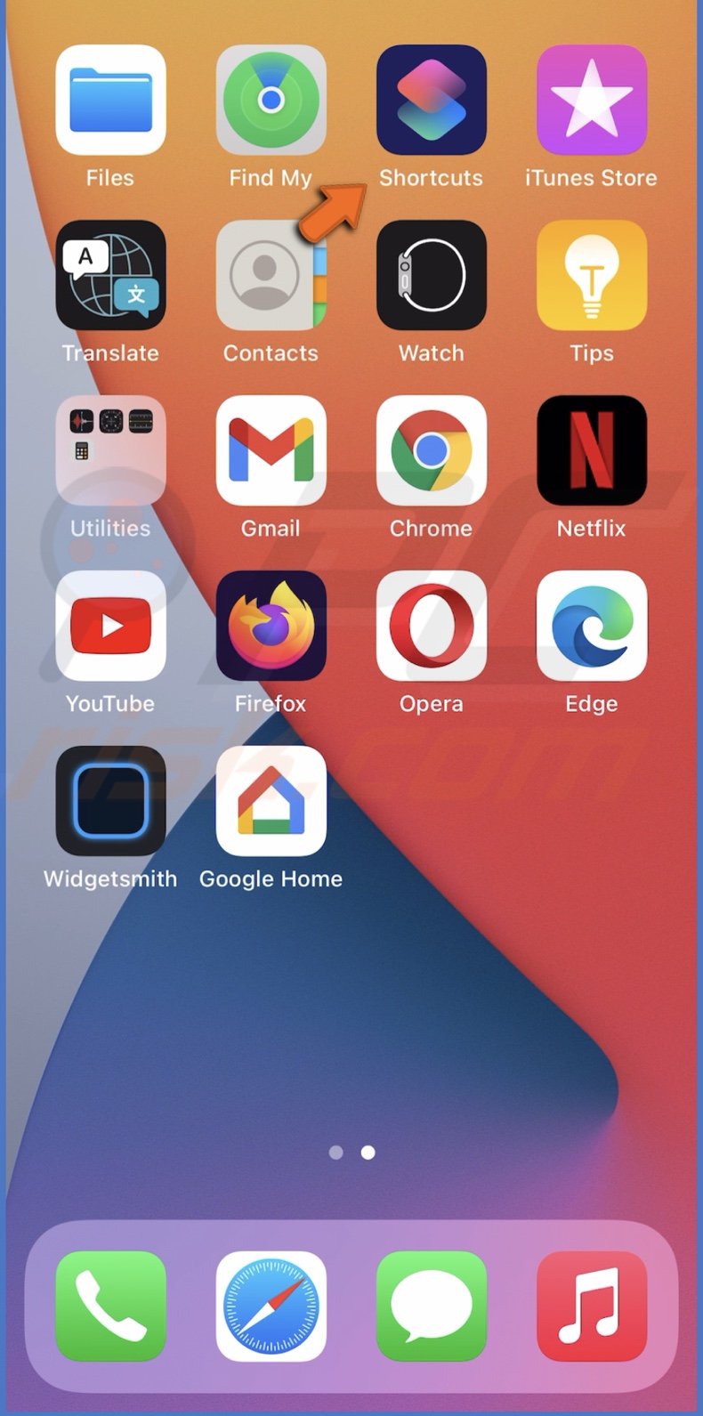 Open the Shortcuts app