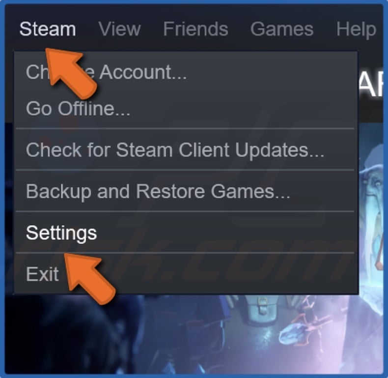 Open the Steam menu and select Settings