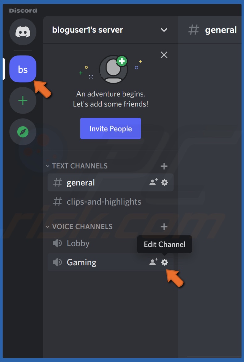 Select your server and click Edit Channel