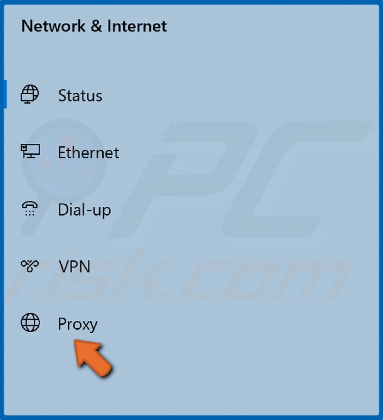 Select Proxy in the left pane
