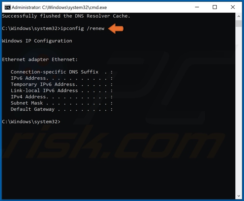 Type in ipconfig /renew and hit Enter
