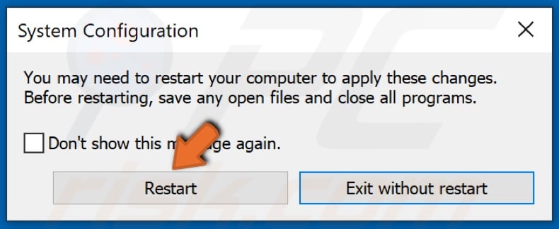 Click Restart when prompted