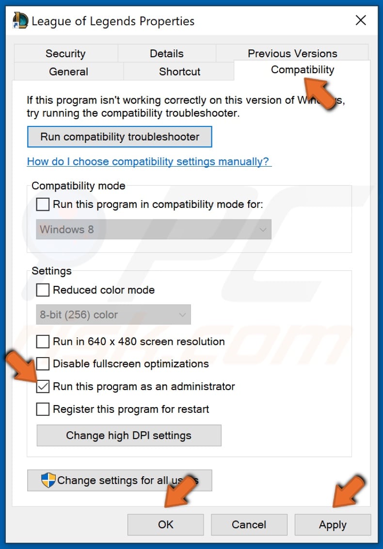 Select Run theis program as an administrator and click OK