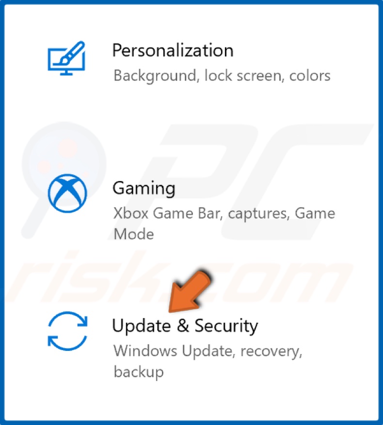 Select Update and Security