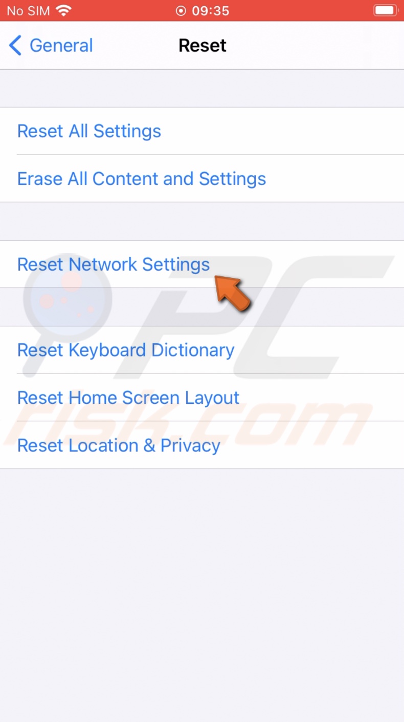 Reset Network settings