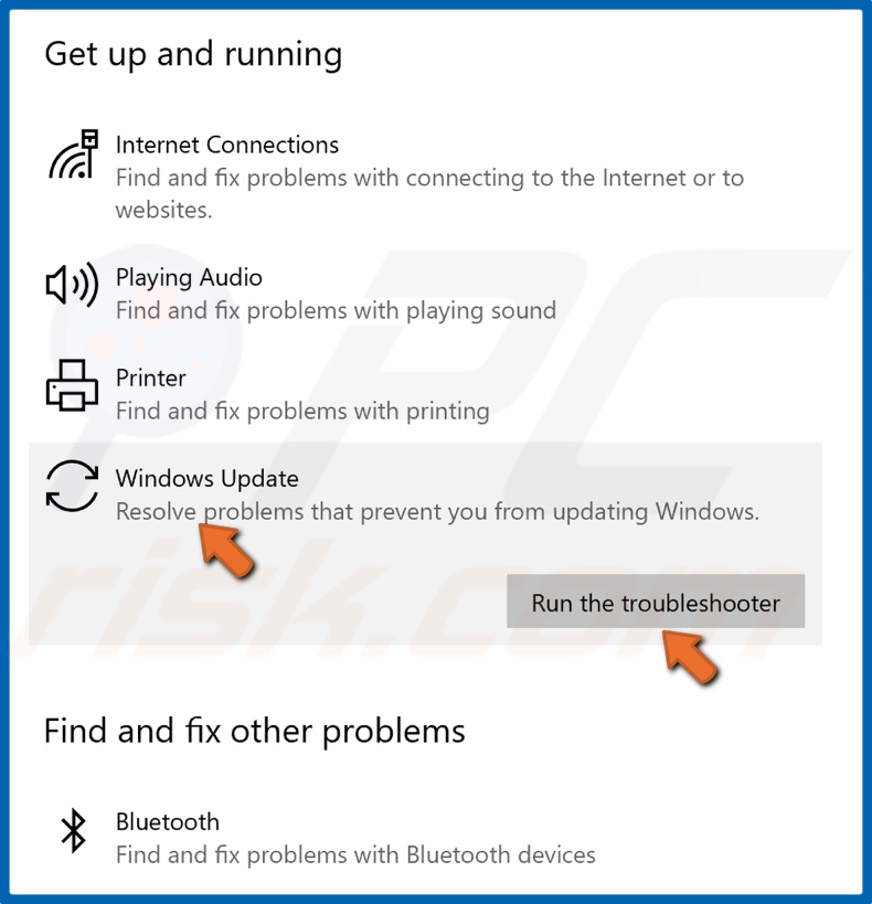Select Windows and click Run the troubleshooter