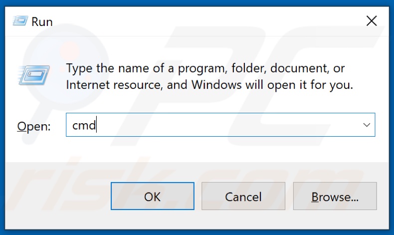 In the Run dialog box, type in CMD, and hold down Ctrl+Shift+Enter keys to open the Command Prompt as administrator